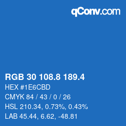 カラーコード: RGB 30 108.8 189.4 | qconv.com