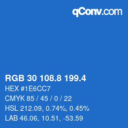 カラーコード: RGB 30 108.8 199.4 | qconv.com