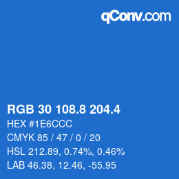カラーコード: RGB 30 108.8 204.4 | qconv.com