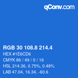 カラーコード: RGB 30 108.8 214.4 | qconv.com