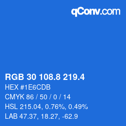 カラーコード: RGB 30 108.8 219.4 | qconv.com