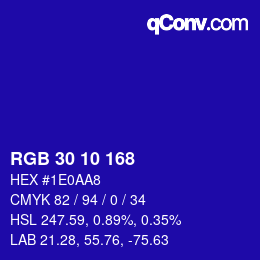 カラーコード: RGB 30 10 168 | qconv.com
