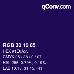 カラーコード: RGB 30 10 85 | qconv.com