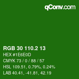 カラーコード: RGB 30 110.2 13 | qconv.com