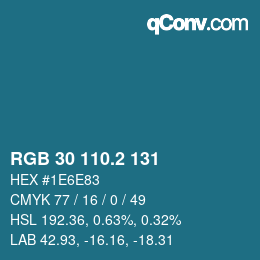 カラーコード: RGB 30 110.2 131 | qconv.com