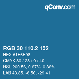 カラーコード: RGB 30 110.2 152 | qconv.com