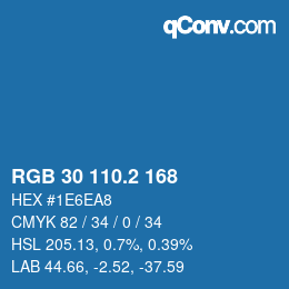 カラーコード: RGB 30 110.2 168 | qconv.com