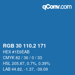 カラーコード: RGB 30 110.2 171 | qconv.com