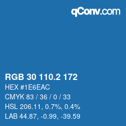カラーコード: RGB 30 110.2 172 | qconv.com