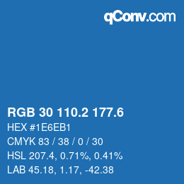 カラーコード: RGB 30 110.2 177.6 | qconv.com