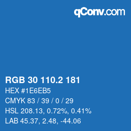 カラーコード: RGB 30 110.2 181 | qconv.com