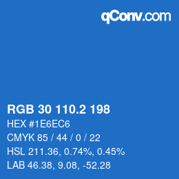 カラーコード: RGB 30 110.2 198 | qconv.com