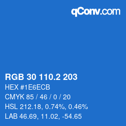 カラーコード: RGB 30 110.2 203 | qconv.com