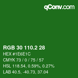 カラーコード: RGB 30 110.2 28 | qconv.com