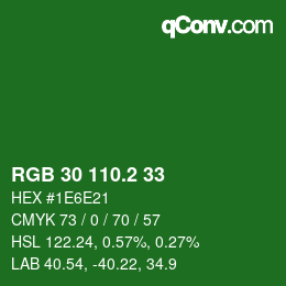 カラーコード: RGB 30 110.2 33 | qconv.com