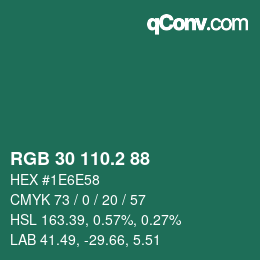 カラーコード: RGB 30 110.2 88 | qconv.com