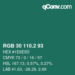 カラーコード: RGB 30 110.2 93 | qconv.com
