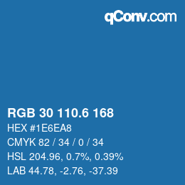カラーコード: RGB 30 110.6 168 | qconv.com
