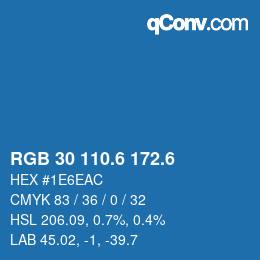 カラーコード: RGB 30 110.6 172.6 | qconv.com