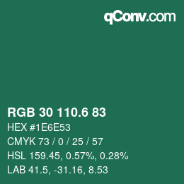 カラーコード: RGB 30 110.6 83 | qconv.com
