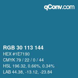Color code: RGB 30 113 144 | qconv.com