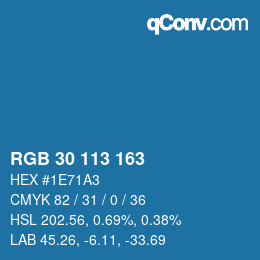 Color code: RGB 30 113 163 | qconv.com