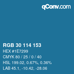 Color code: RGB 30 114 153 | qconv.com