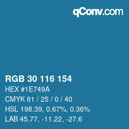 颜色代码: RGB 30 116 154 | qconv.com