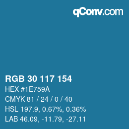 颜色代码: RGB 30 117 154 | qconv.com