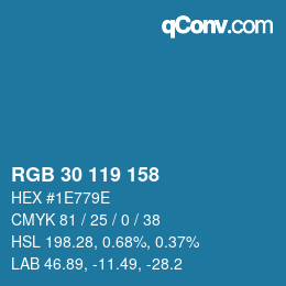 Color code: RGB 30 119 158 | qconv.com