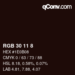 Color code: RGB 30 11 8 | qconv.com