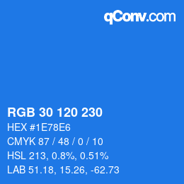 Color code: RGB 30 120 230 | qconv.com