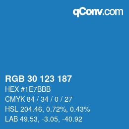 Farbcode: RGB 30 123 187 | qconv.com
