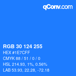 Color code: RGB 30 124 255 | qconv.com