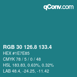 カラーコード: RGB 30 126.8 133.4 | qconv.com