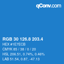 カラーコード: RGB 30 126.8 203.4 | qconv.com