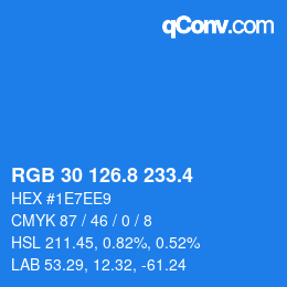 カラーコード: RGB 30 126.8 233.4 | qconv.com