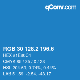 カラーコード: RGB 30 128.2 196.6 | qconv.com