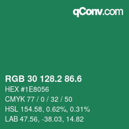 カラーコード: RGB 30 128.2 86.6 | qconv.com