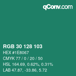Color code: RGB 30 128 103 | qconv.com