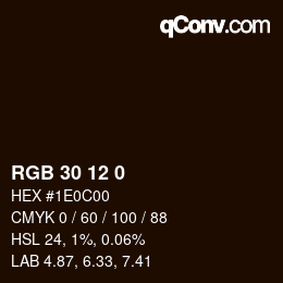 カラーコード: RGB 30 12 0 | qconv.com