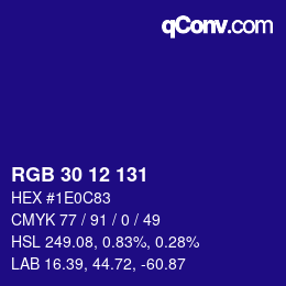 Color code: RGB 30 12 131 | qconv.com