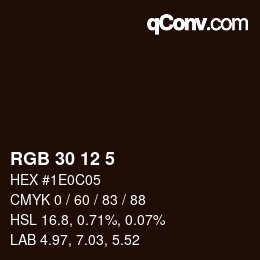 Color code: RGB 30 12 5 | qconv.com