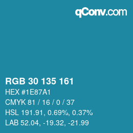 Color code: RGB 30 135 161 | qconv.com
