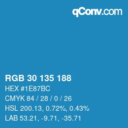 Color code: RGB 30 135 188 | qconv.com