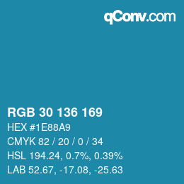 Color code: RGB 30 136 169 | qconv.com