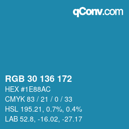 Farbcode: RGB 30 136 172 | qconv.com