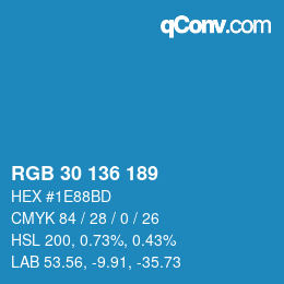 Color code: RGB 30 136 189 | qconv.com