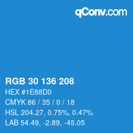 Color code: RGB 30 136 208 | qconv.com