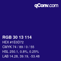 Color code: RGB 30 13 114 | qconv.com